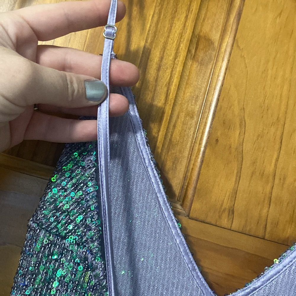 VS teal and purple sequin sparkly night gown slip dress. Size large NWOT - Picture 3 of 7